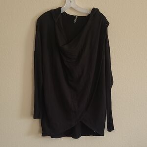Athleta Elegant Black Drape Cowl Neck Longsleeve Women's Top Size L